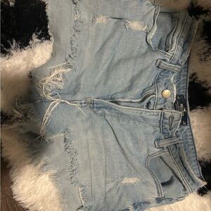 Hollister Light Blue Distressed Denim Shorts